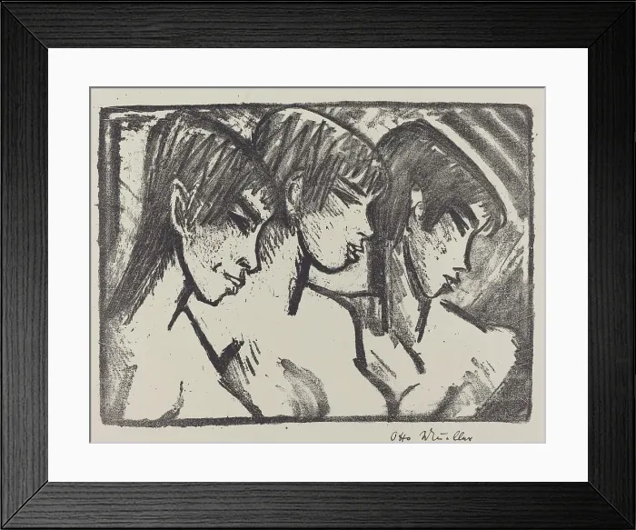 Framed Print : Three Girls in Profile (Drei Madchen im Profile), 1921. Creator: Otto Mueller Framed Print : Three Girls in Profile (Drei Madchen im Profile), 1921. Creator: Otto Mueller