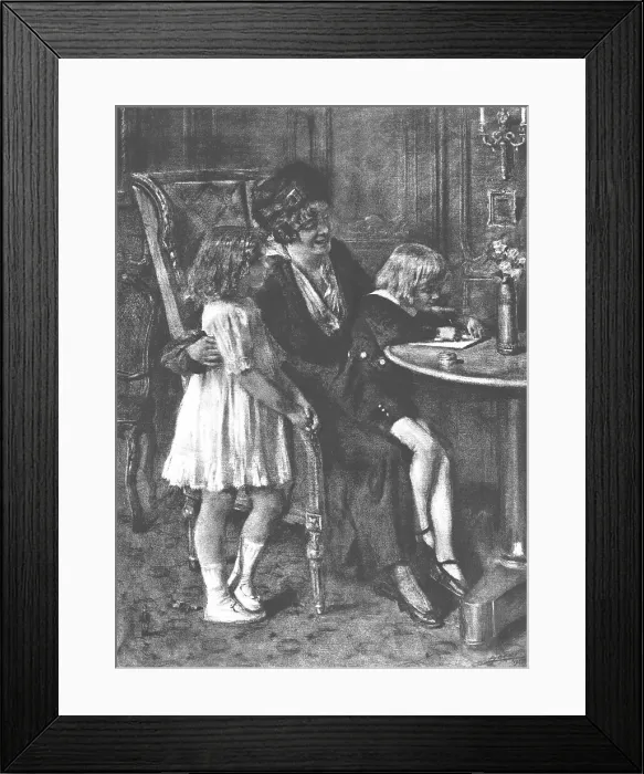 Framed Print : Les Souhaits de Bonne Annee; Le Foyer. 1916. Creator: Lucien Jonas Framed Print : Les Souhaits de Bonne Annee; Le Foyer. 1916. Creator: Lucien Jonas