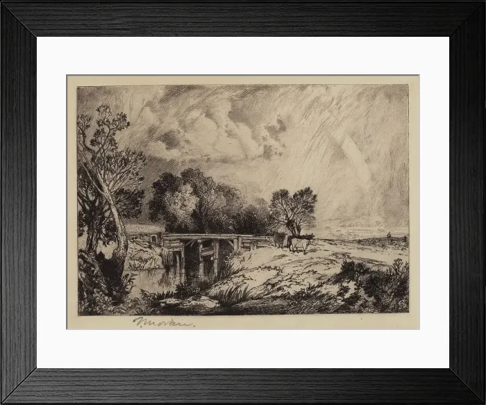 Framed Print : A Rustic Bridge, 1879. Creator: Thomas Moran Framed Print : A Rustic Bridge, 1879. Creator: Thomas Moran
