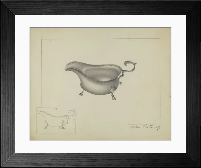 Framed Print : Silver Sauce Boat, c. 1937. Creator: Aaron Fastovsky Framed Print : Silver Sauce Boat, c. 1937. Creator: Aaron Fastovsky