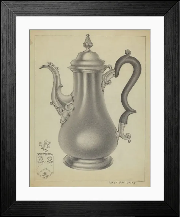 Framed Print : Silver Coffee Pot, c. 1937. Creator: Aaron Fastovsky Framed Print : Silver Coffee Pot, c. 1937. Creator: Aaron Fastovsky