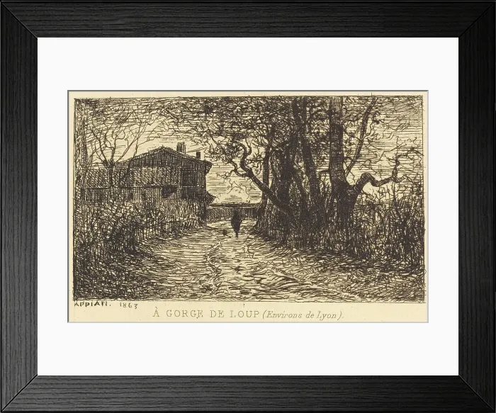 Framed Print : A Gorge de Loup, 1863. Creator: Adolphe Appian Framed Print : A Gorge de Loup, 1863. Creator: Adolphe Appian