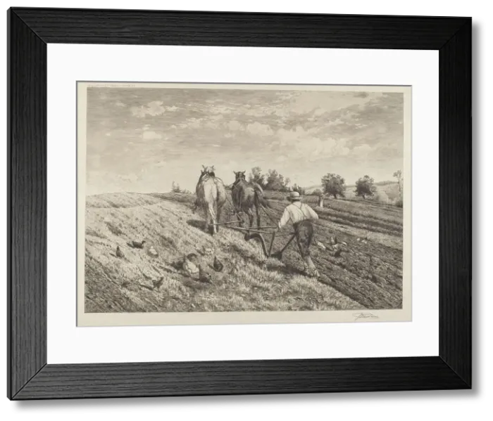 Framed Print : The Ploughman, 1886. Creator: Peter Moran Framed Print : The Ploughman, 1886. Creator: Peter Moran