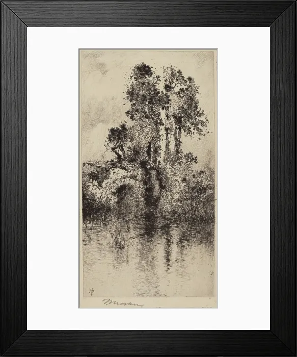 Framed Print : Bridge and Trees, 1878. Creator: Thomas Moran Framed Print : Bridge and Trees, 1878. Creator: Thomas Moran