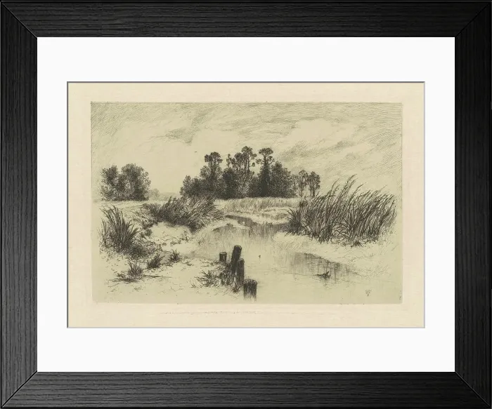 Framed Print : In the Newark Meadows, 1879. Creator: Thomas Moran Framed Print : In the Newark Meadows, 1879. Creator: Thomas Moran