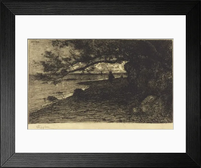 Framed Print : A Villefranche-sur-Mer, 1882. Creator: Adolphe Appian Framed Print : A Villefranche-sur-Mer, 1882. Creator: Adolphe Appian