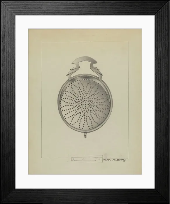 Framed Print : Silver Punch Strainer, c. 1936. Creator: Aaron Fastovsky Framed Print : Silver Punch Strainer, c. 1936. Creator: Aaron Fastovsky