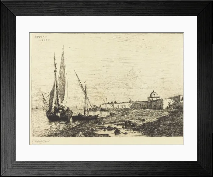 Framed Print : Port of San Remo, 1878. Creator: Adolphe Appian Framed Print : Port of San Remo, 1878. Creator: Adolphe Appian