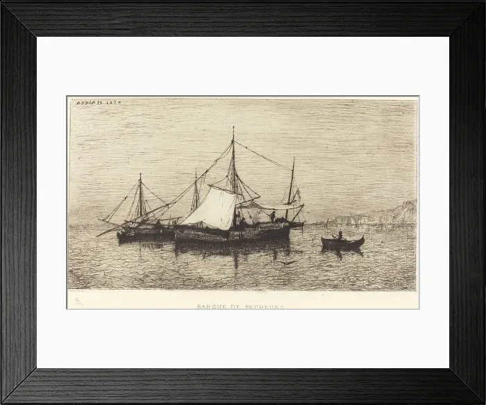 Framed Print : Barque de Pecheurs, 1874. Creator: Adolphe Appian Framed Print : Barque de Pecheurs, 1874. Creator: Adolphe Appian