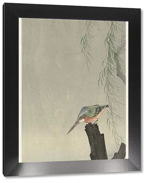 Kingfisher on tree stump. Creator: Ohara, Koson (1877-1945)