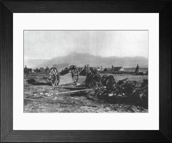 Framed Print : Les Serbes a Scutari d'Albanie; un des canons de l'artillerie serbe qui ont pu etre sauves... 1916 Creator: Samson Tchernoff Framed Print : Les Serbes a Scutari d'Albanie; un des canons de l'artillerie serbe qui ont pu etre sauves... 1916 Creator: Samson Tchernoff