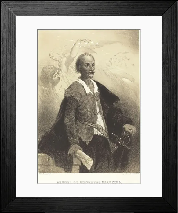 Framed Print : Miguel de Cervantes Saavedra, c. 1855. Creator: Célestin Nanteuil Framed Print : Miguel de Cervantes Saavedra, c. 1855. Creator: Célestin Nanteuil