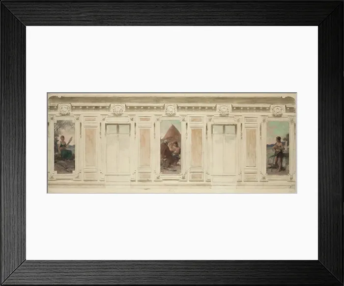Framed Print : Esquisse pour la salle des mariages de la mairie de Courbevoie : Fileuse. Le mariage. Berger, 1884. Creator: Theobald Chartran Framed Print : Esquisse pour la salle des mariages de la mairie de Courbevoie : Fileuse. Le mariage. Berger, 1884. Creator: Theobald Chartran