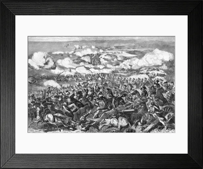 Framed Print : General view of the Siege of Sebastopol: Grand Charge of the British Cavalry and Defeat... 1854. Creator: Unknown Framed Print : General view of the Siege of Sebastopol: Grand Charge of the British Cavalry and Defeat... 1854. Creator: Unknown