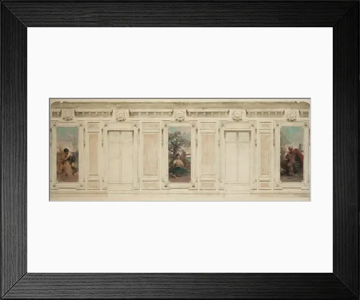 Framed Print : Esquisse pour la salle des mariages de la mairie de Courbevoie : botteleur, maternité... 1884. Creator: Theobald Chartran Framed Print : Esquisse pour la salle des mariages de la mairie de Courbevoie : botteleur, maternité... 1884. Creator: Theobald Chartran