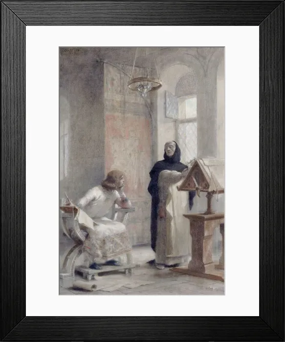 Framed Print : Esquisse pour l'escalier de la Sorbonne : Louis IX à l'abbaye de Royaumont, 1888. Creator: Theobald Chartran Framed Print : Esquisse pour l'escalier de la Sorbonne : Louis IX à l'abbaye de Royaumont, 1888. Creator: Theobald Chartran