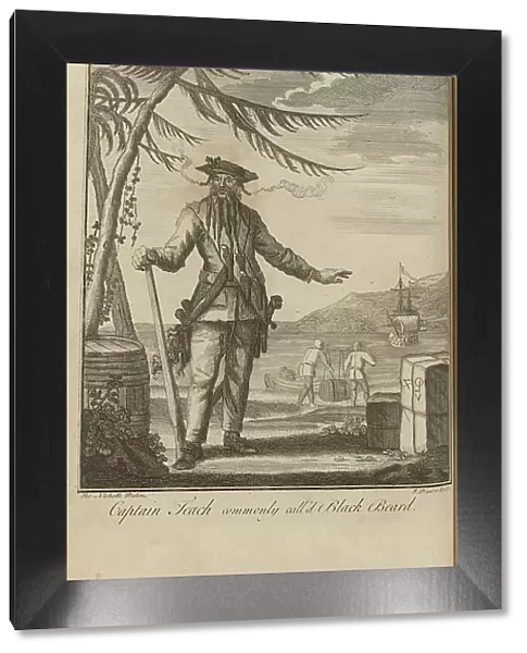 Portrait of the Pirate Edward Teach, known as Blackbeard, 1736. Creator: Basire, James (1730-1802)