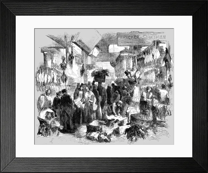 Framed Print : Leadenhall Market on Christmas Eve, 1854. Creator: Unknown Framed Print : Leadenhall Market on Christmas Eve, 1854. Creator: Unknown