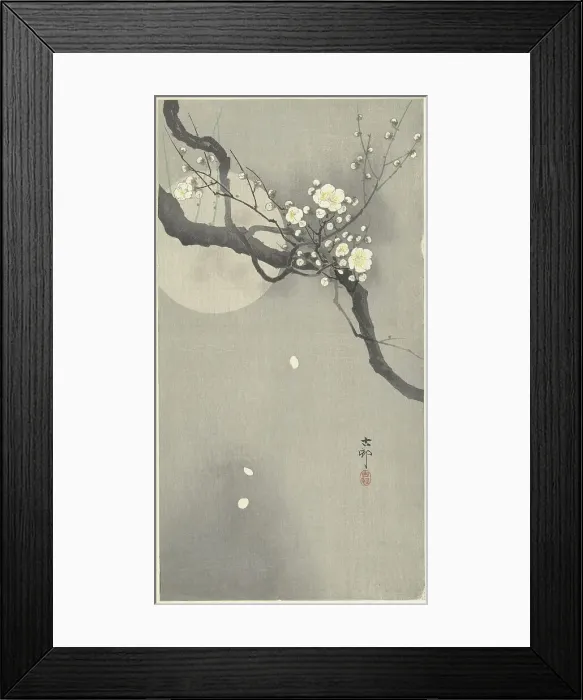 Framed Print : Plum blossom and full moon. Creator: Ohara, Koson (1877-1945) Framed Print : Plum blossom and full moon. Creator: Ohara, Koson (1877-1945)