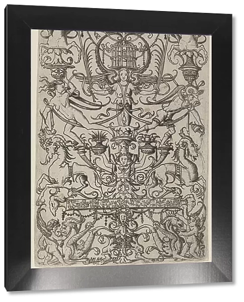 Ornament Panel with a Birdcage, c. 1507. Creator: Nicoletto da Modena