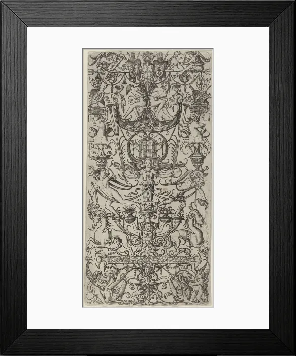 Framed Print : Ornament Panel with a Birdcage, c. 1507. Creator: Nicoletto da Modena Framed Print : Ornament Panel with a Birdcage, c. 1507. Creator: Nicoletto da Modena