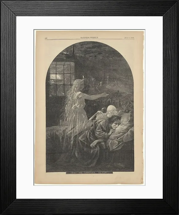 Framed Print : Why He Cannot Sleep, 1866. Creator: Thomas Nast Framed Print : Why He Cannot Sleep, 1866. Creator: Thomas Nast