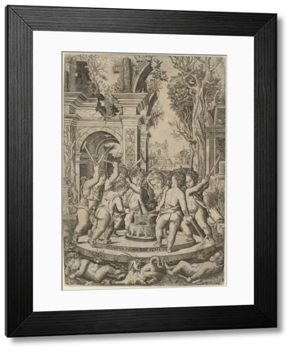 Framed Print : Fate of an Evil Tongue, c. 1507. Creator: Nicoletto da Modena Framed Print : Fate of an Evil Tongue, c. 1507. Creator: Nicoletto da Modena