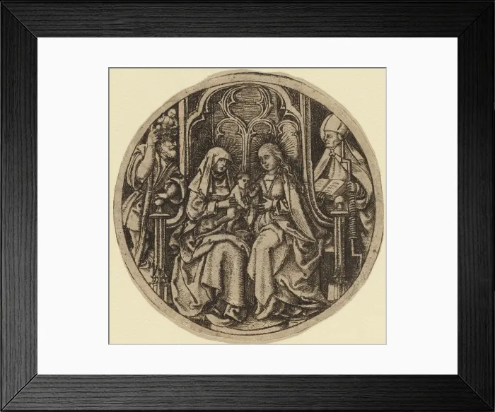 Framed Print : Madonna and Child with Saints Christopher and Erasmus, c. 1480. Creator: Unknown Framed Print : Madonna and Child with Saints Christopher and Erasmus, c. 1480. Creator: Unknown