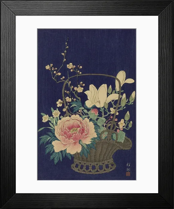 Framed Print : Bamboo Flowerbasket, 1932. Creator: Ohara, Koson (1877-1945) Framed Print : Bamboo Flowerbasket, 1932. Creator: Ohara, Koson (1877-1945)