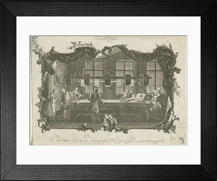 Framed Print : Das Billardspielen (Billiard Players), 1756. Creator: Johann Esaias Nilson Framed Print : Das Billardspielen (Billiard Players), 1756. Creator: Johann Esaias Nilson