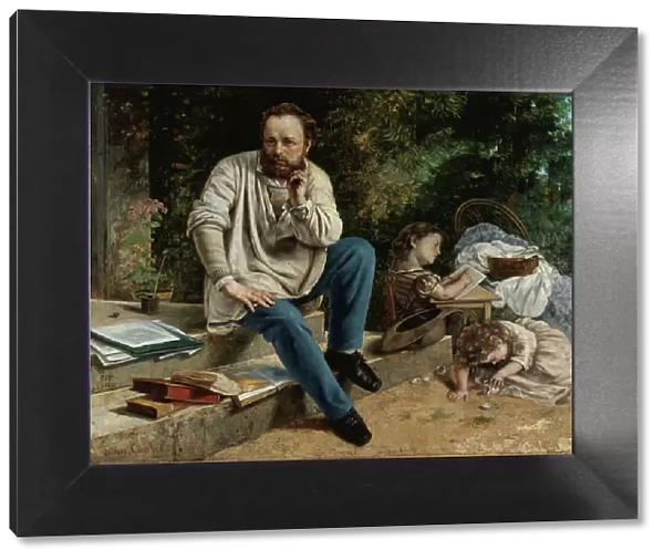Pierre-Joseph Proudhon et ses enfants en 1853, 1865. Creator: Gustave Courbet