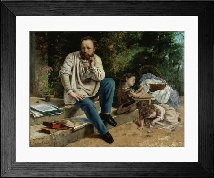 Framed Print : Pierre-Joseph Proudhon et ses enfants en 1853, 1865. Creator: Gustave Courbet Framed Print : Pierre-Joseph Proudhon et ses enfants en 1853, 1865. Creator: Gustave Courbet
