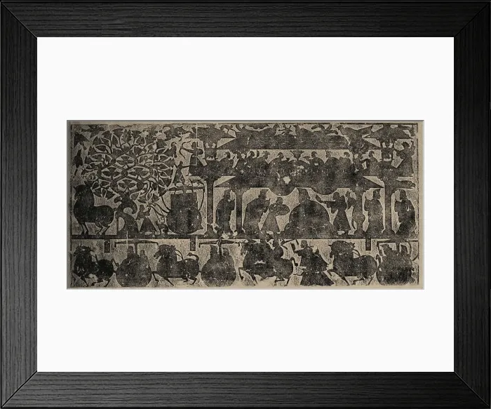 Framed Print : The rubbing from the carved stone chambers of the Wu Family in Shantung Province, 25-220. Creator: Central Asian Art Framed Print : The rubbing from the carved stone chambers of the Wu Family in Shantung Province, 25-220. Creator: Central Asian Art