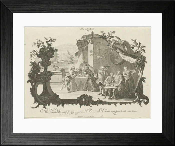 Framed Print : Das Bretspiel (Ladies and Gentlemen Playing Board Games), 1756. Creator: Johann Esaias Nilson Framed Print : Das Bretspiel (Ladies and Gentlemen Playing Board Games), 1756. Creator: Johann Esaias Nilson