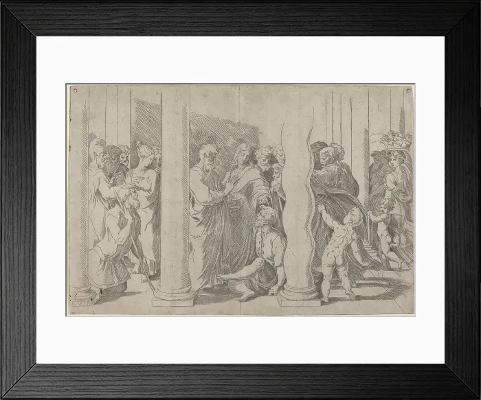 Framed Print : Saints Peter and John Healing the Lame Man at the Golden Gate, c. 1527 / 1530. Creator: Parmigianino Framed Print : Saints Peter and John Healing the Lame Man at the Golden Gate, c. 1527 / 1530. Creator: Parmigianino