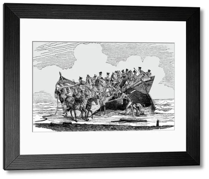 Framed Print : Disembarkation of English Cavalry at the Crimea; The Expedition to the Crimea, 1854. Creator: Unknown Framed Print : Disembarkation of English Cavalry at the Crimea; The Expedition to the Crimea, 1854. Creator: Unknown
