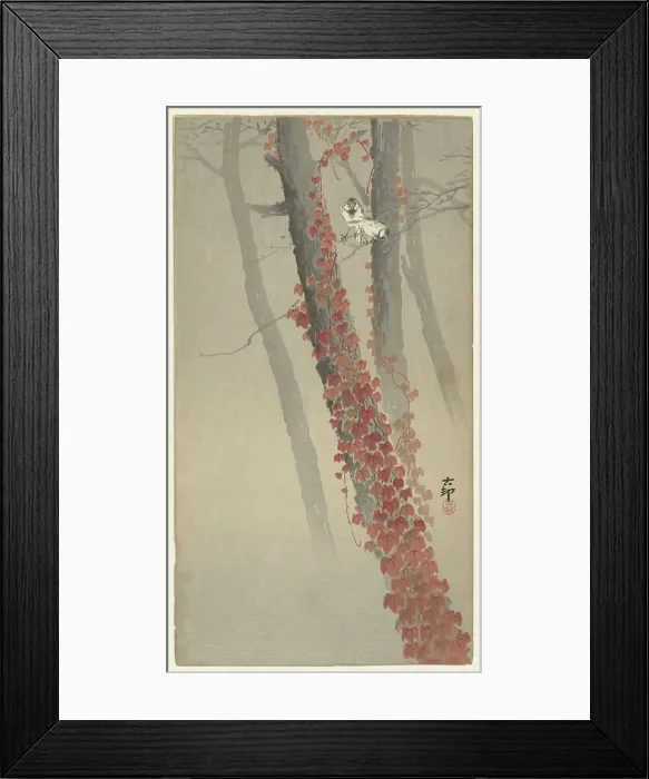 Framed Print : Red ivy. Creator: Ohara, Koson (1877-1945) Framed Print : Red ivy. Creator: Ohara, Koson (1877-1945)