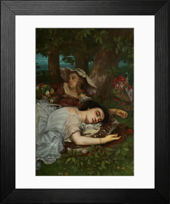 Framed Print : Les demoiselles des bords de la Seine (été), 1857. Creator: Gustave Courbet Framed Print : Les demoiselles des bords de la Seine (été), 1857. Creator: Gustave Courbet