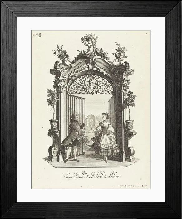 Framed Print : Façon moderne d'une Porte de Jardin (A Garden Door in the Modern Style), c. 1755 / 1760. Creator: Johann Esaias Nilson Framed Print : Façon moderne d'une Porte de Jardin (A Garden Door in the Modern Style), c. 1755 / 1760. Creator: Johann Esaias Nilson