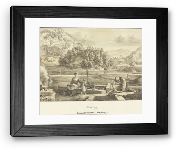 Framed Print : Montag - Rosenecker Garten vor Salzburg (Monday - Rosenecker Garden near Salzburg), 1823. Creator: Ferdinand Olivier