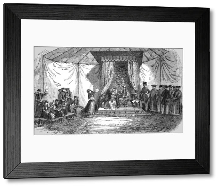 Framed Print : Visit of an English Family to a Tartar Chief in the Crimea, 1854. Creator: Unknown Framed Print : Visit of an English Family to a Tartar Chief in the Crimea, 1854. Creator: Unknown