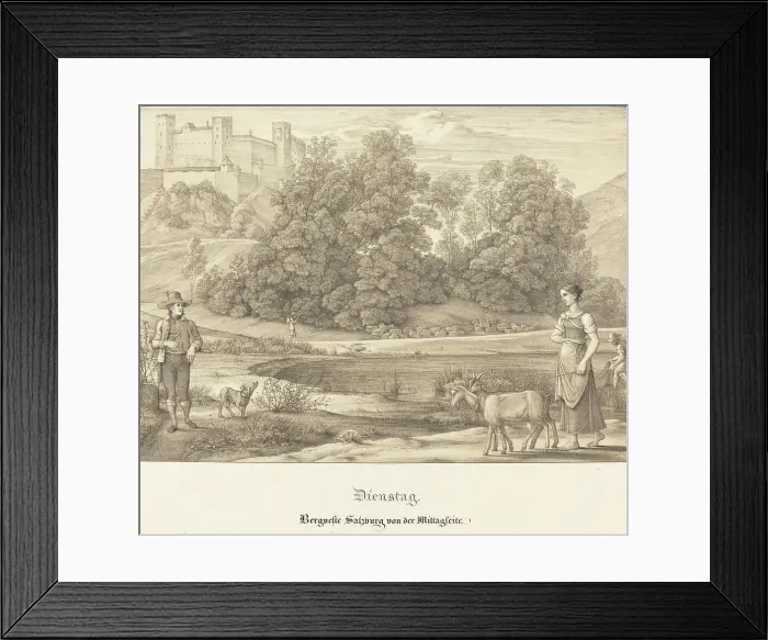 Framed Print : Dienstag - Bergveste Salzburg vor der Mittagseit (Tuesday - The Castle of Salzburg...), 1823. Creator: Ferdinand Olivier Framed Print : Dienstag - Bergveste Salzburg vor der Mittagseit (Tuesday - The Castle of Salzburg...), 1823. Creator: Ferdinand Olivier