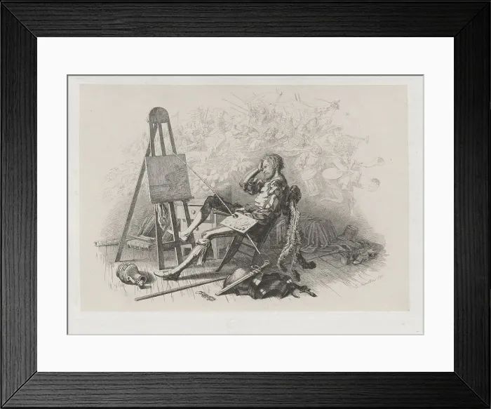 Framed Print : Morning after the Masked Ball: Emil Theodor Richter at His Easel, 1840. Creator: Eugen Napoleon Neureuther