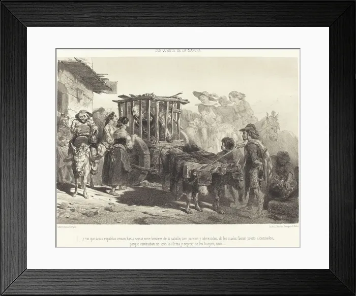 Framed Print : y vio que à sus espaldas venian hasta seis ó siete hombres... c. 1855. Creator: Célestin Nanteuil Framed Print : y vio que à sus espaldas venian hasta seis ó siete hombres... c. 1855. Creator: Célestin Nanteuil