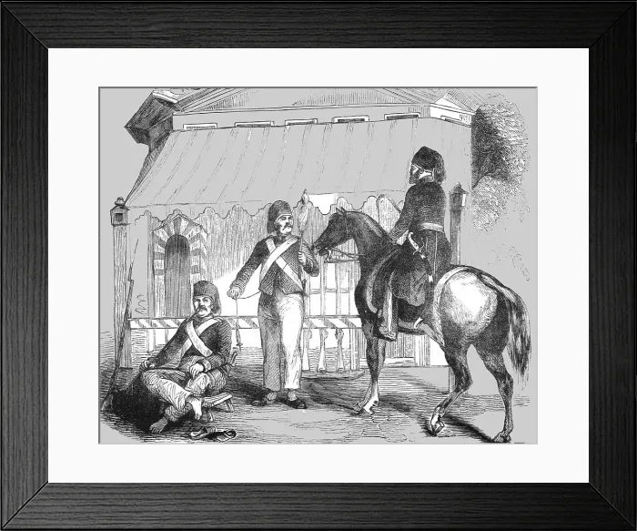 Framed Print : Sebastopol; Turkish Soldiers on Guard, before the introduction of the New Disipline, 1854. Creator: Unknown Framed Print : Sebastopol; Turkish Soldiers on Guard, before the introduction of the New Disipline, 1854. Creator: Unknown