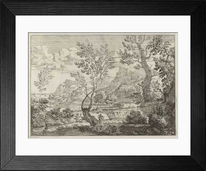 Framed Print : A Waterfall, 1696. Creator: Crescenzio Onofri Framed Print : A Waterfall, 1696. Creator: Crescenzio Onofri