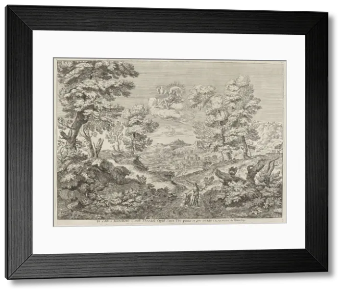 Framed Print : Apollo and a Nymph Leading a Lion, 1696. Creator: Crescenzio Onofri Framed Print : Apollo and a Nymph Leading a Lion, 1696. Creator: Crescenzio Onofri