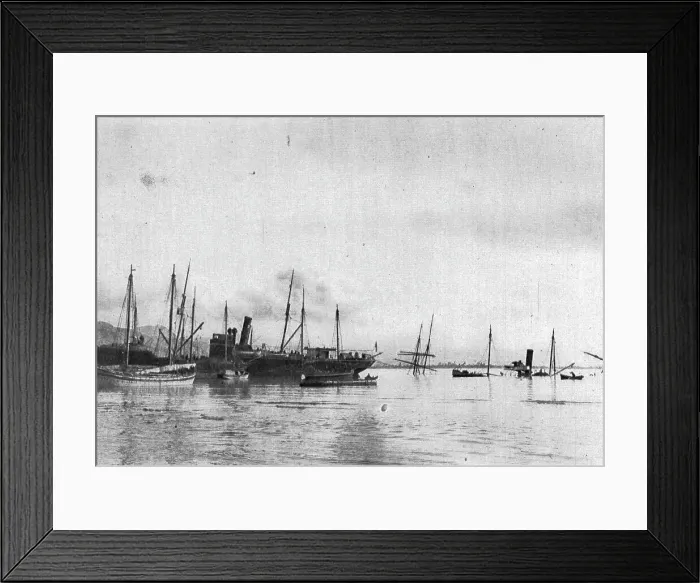 Framed Print : Sur la Cote Albanaise, a Saint-Jean-De-Medua; Transports torpilles en rade. 1916. Creator: Samson Tchernoff Framed Print : Sur la Cote Albanaise, a Saint-Jean-De-Medua; Transports torpilles en rade. 1916. Creator: Samson Tchernoff