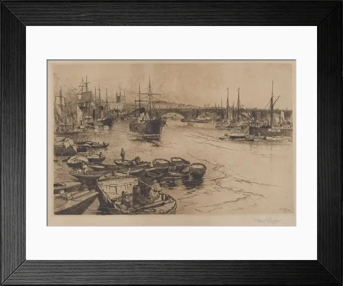Framed Print : London Bridge, 1884-1885. Creator: Stephen Parrish Framed Print : London Bridge, 1884-1885. Creator: Stephen Parrish