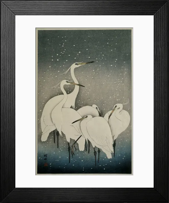 Framed Print : Egrets in the snow, 1925-1936. Creator: Ohara, Koson (1877-1945) Framed Print : Egrets in the snow, 1925-1936. Creator: Ohara, Koson (1877-1945)